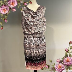 Dana Buchman drape neckline sleeveless knee length dress size Large